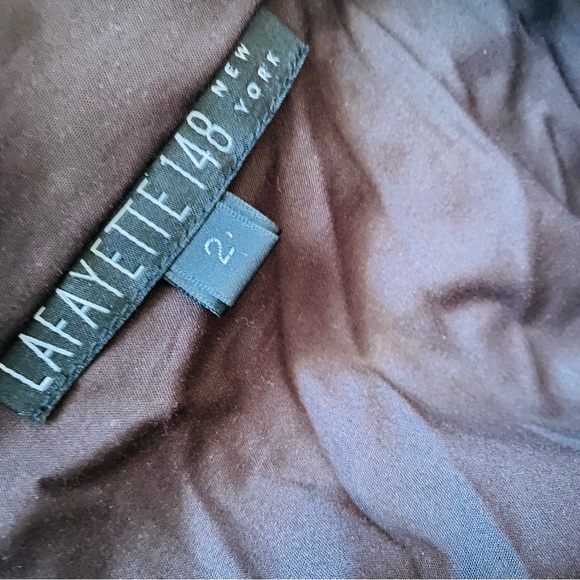 LAFAYETTE 148 Brown Button Down Shirt with Attached Belt Tie and Loops Size 2 - Picture 7 of 10